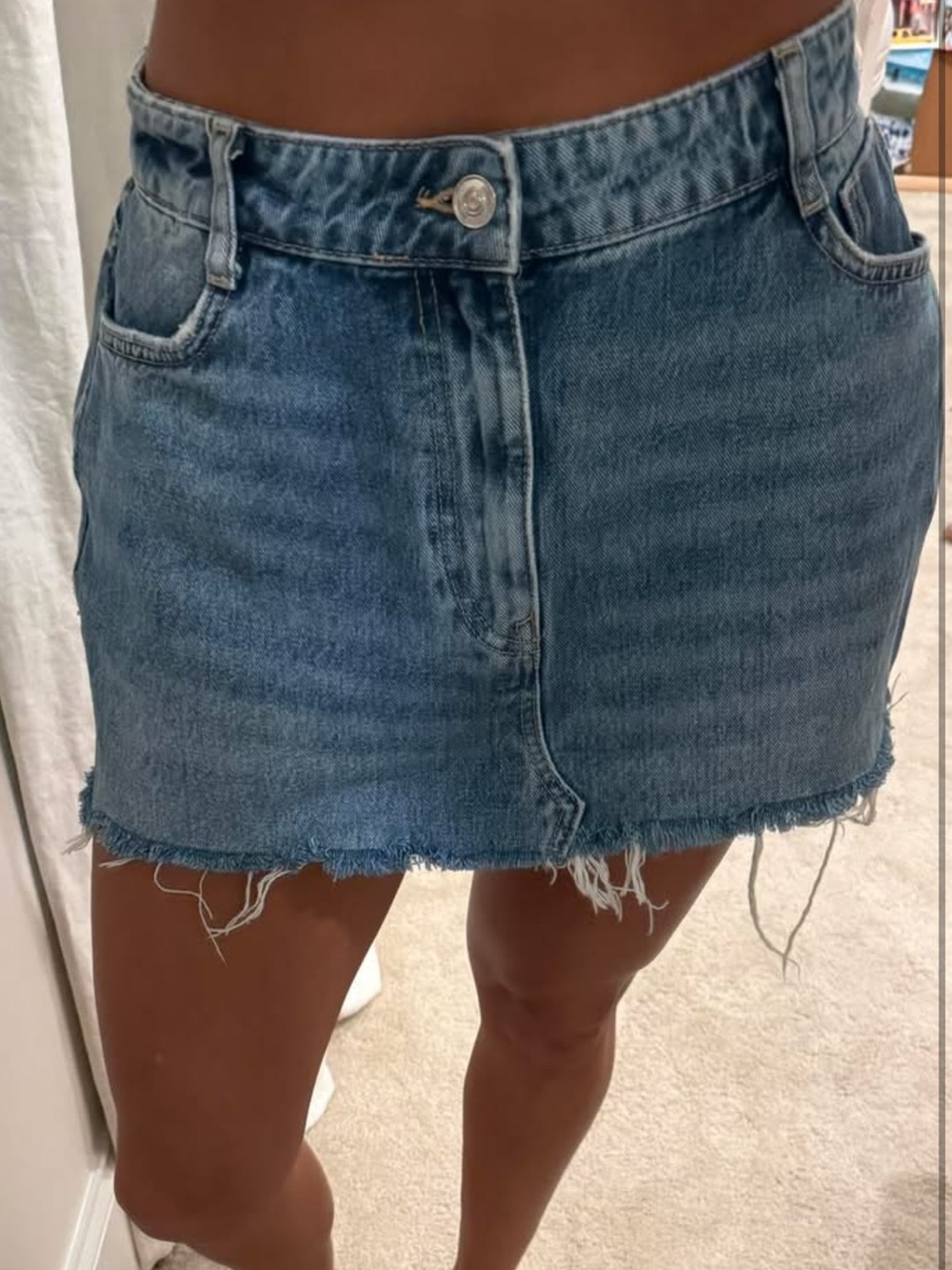 Zara Medium Blue Denim Mini Skirt